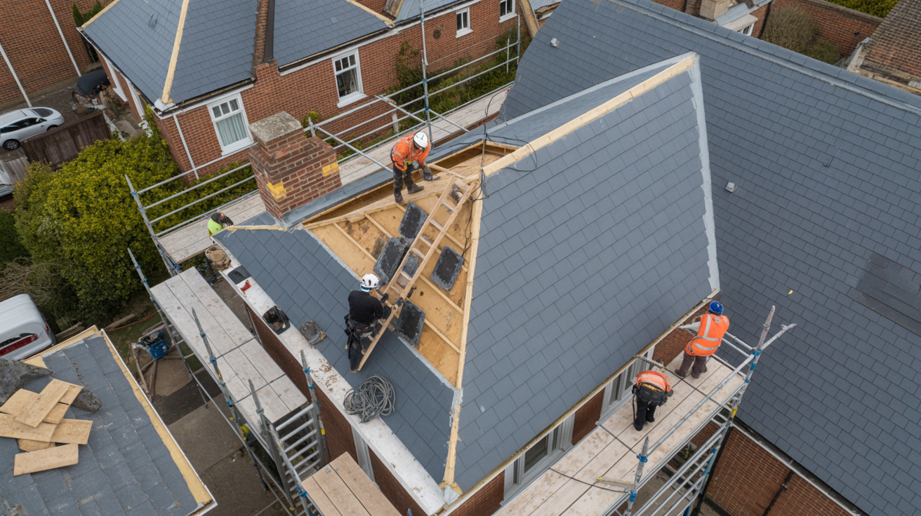 DPM Roofing professional team at work